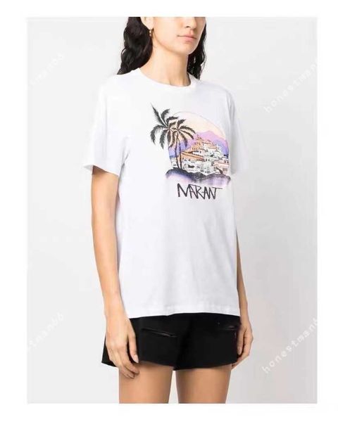 

isabel marant women designer classic t shirts new is fashion graphic print tee casual pullover loose short sleeve t-shirt polo, White