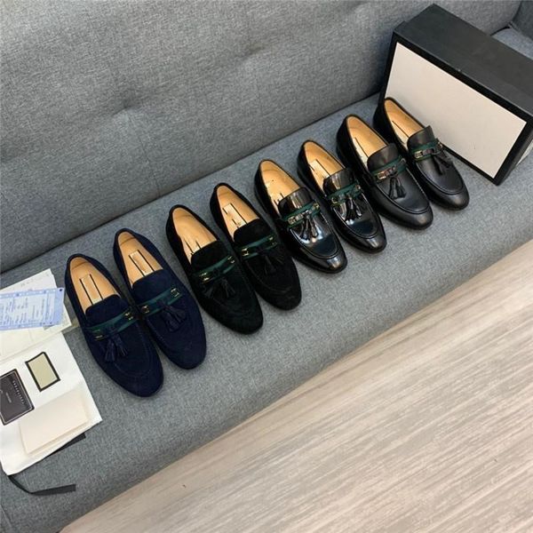 

md 2021 men formal business brogue shoes luxury men'sdress shoes male casual genuine leather wedding party loafers 11, Black
