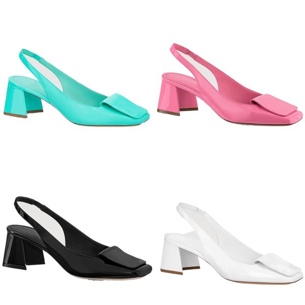 

2023 fashion womens ballet dance sandals designer luxury nautical shake lacquer leather slingback wedding party high heels, Black
