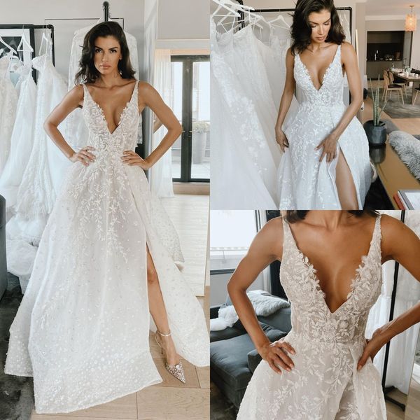 

a line wedding dresses for bride bone bodice sequins appliques lace wedding dress vestidos de novia robe de mariee backless bridal gowns, White