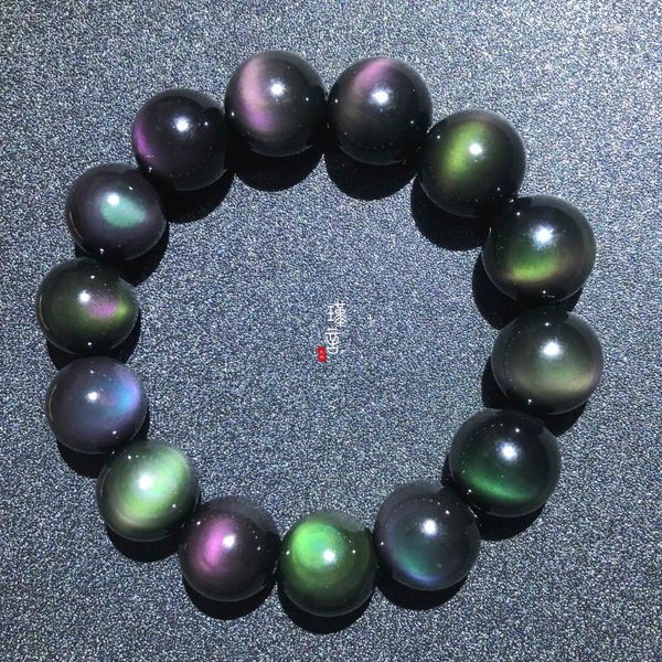 

designer bracelet fashion chain jewelry strand 8mm-18mm grade rainbow obsidian stone beads natural diy bracelets for woman man wholesale, Black