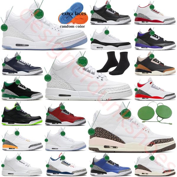 

jumpman 3 3s basketball shoes white cement black cat racer blue pine green cool grey fragment unc laser orange georgetown red racer varsity