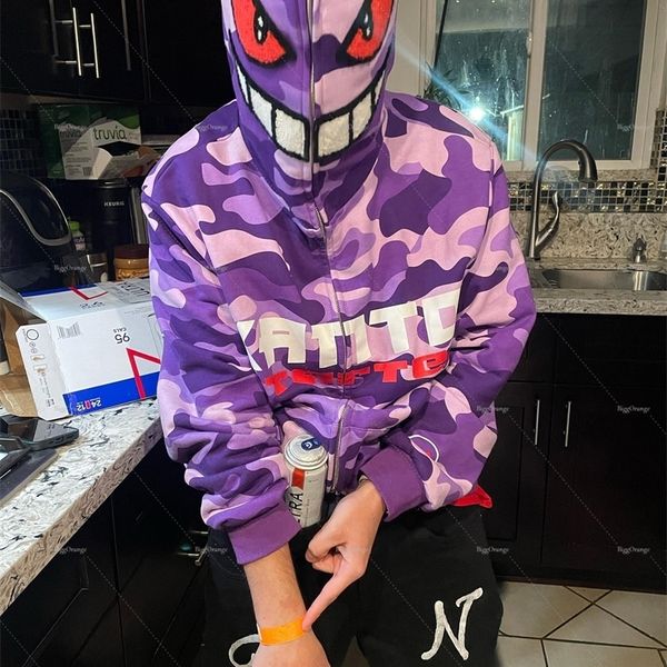 

men's hoodies sweatshirts demon and letter printed hoodie vintage street gothic sweater oversized zip jacket harajuku hoodie women&#039, Black