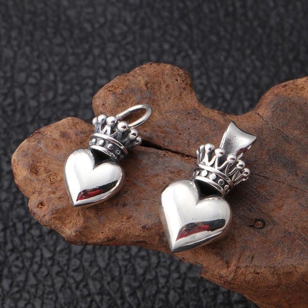 

crown heart pendant necklace 925 sterling silver necklace antique vintage gothic punk hiphop fashion timeless mens vintage jewelry 50 55 60