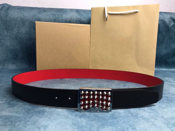 

red sole mens premium quality belt 40mm luxury brand designer womens belt fashion casual style both sides can be made of real cowhide never, Black;brown