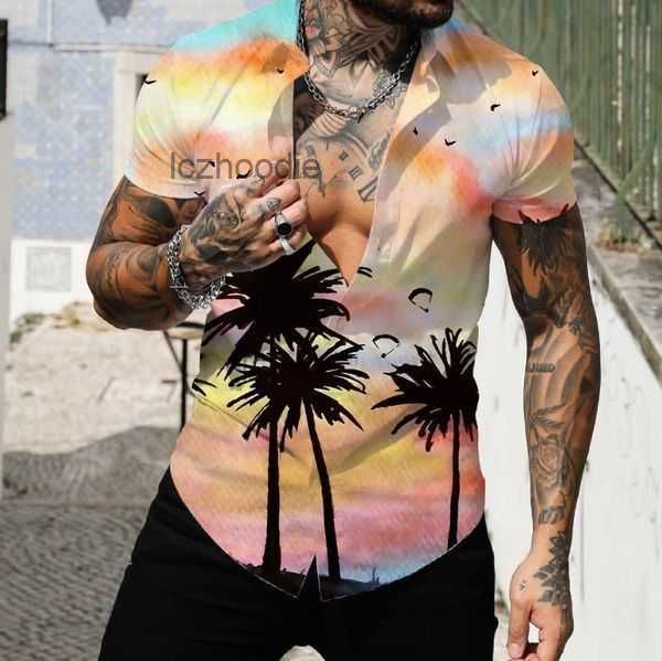 

men's casual shirts summer short sleeve floral shirt 3d printing hawaiian beach vacation fashion trend green leaf breathable 10 a5vd, White;black