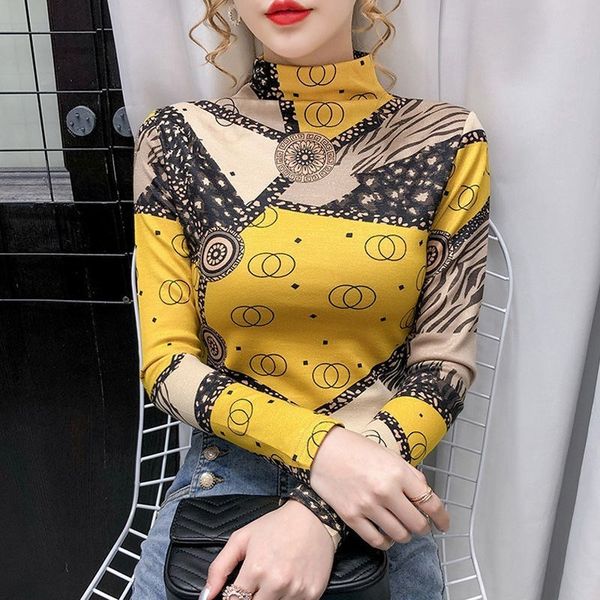 

women's t shirt shirts for women modal fashion spring chiffon casual full turtleneck y2k vintage euro america style undershirt 230428, White