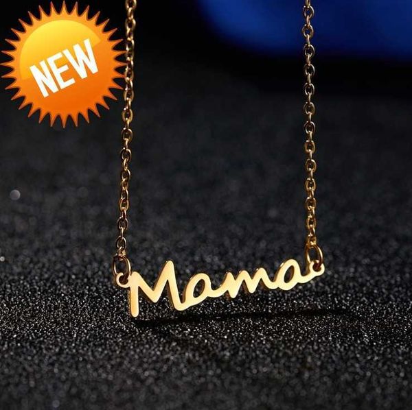 

mother's day mama letter pendant necklace for women 3 colors mom nameplate clavicle chain choker personality jewelry gift, Silver