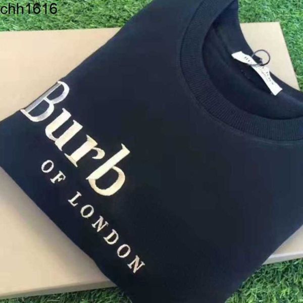

designer hoodie mens sweater burbrerys letter embroidery loose casual round neck long-sleeved hoodies men women cotton sweatshirt, Black