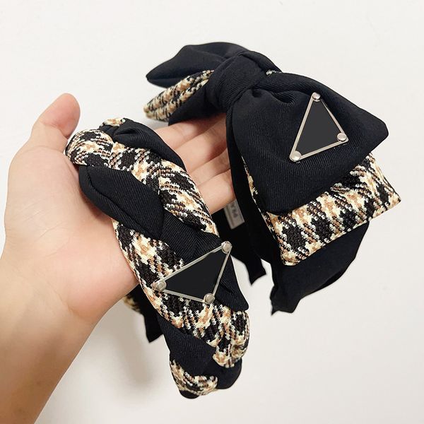 

designer letter headbands retro plaid bow head wrap for women&girl brandd letter hairjewelry fashion accessories, Silver