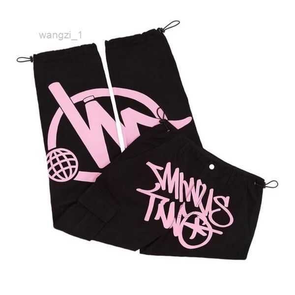 

minustwo pants cargo minus two loose punk rock straight wide leg trouser streetwear y2k pant retro street trend overalls plus size sw 9 uaj3, Black