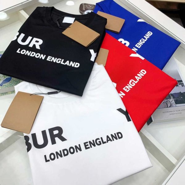 

22ss burbrerys cotton t shirt mens sweatshirt summer short-sleeved tshirt designer shirts men women casual round neck sports tee large size, White;black