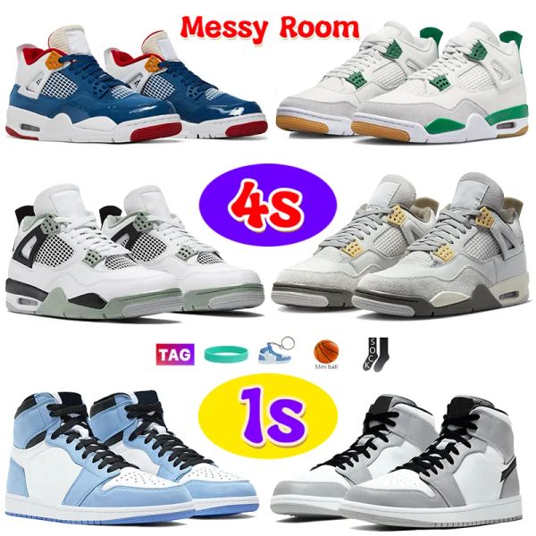 

price jumpman 4 basketball shoes mens 1 high jorde 4s sneakers 1s og university blue light grey messy room pine green seafoam bl