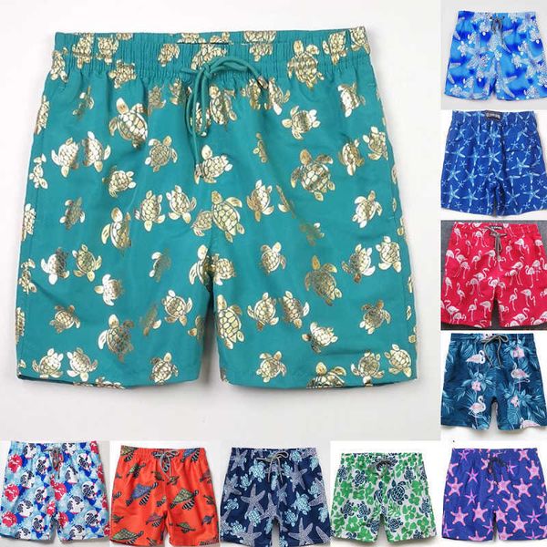 

turtles embroidery beach shorts swim swimwear summer clothing drawstring men vilebrequin mens bermuda short quick drying floral pants 0013, White;black
