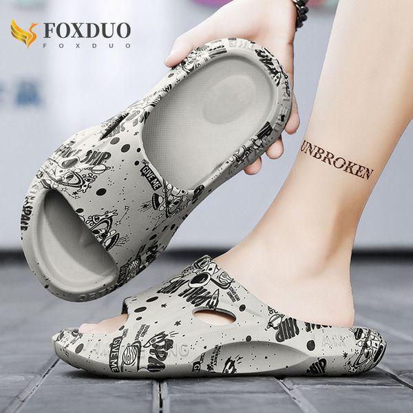 

new summer sneaker slippers thick bottom platform cloud slides soft eva print sports sandal women men casual beach shoes, Black