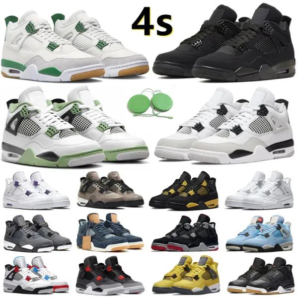

price 4 4s men women basketball shoes pine green seafoam military black cat canvas red thunder white oreo midnight navy unc blue