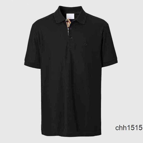

bajia solid model european station burberies casual polo shirt mens classic burbreries color tb letter embroidery summer new b short sleeve, White;black