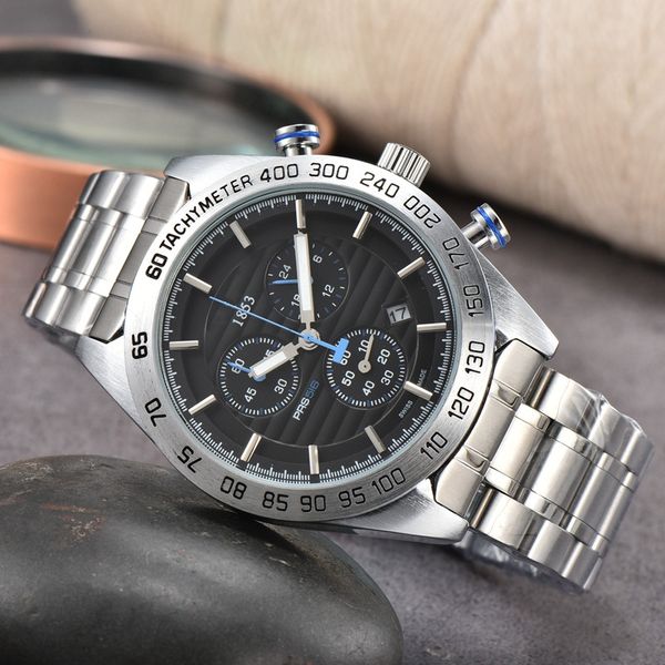 

tisso wrist watches for men 2023 new mens watches six needles all dial work quartz watch luxury brand chronograph clock steel belt fashion p, Slivery;golden