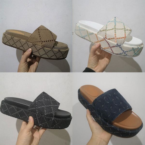 

2023 luxurys designer sandals women platforms floral brocade slippers flats rubber platform black mens loafers casual slides