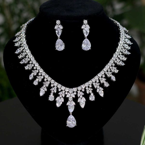 

link, chain 3a cubic zirconia bridal jewelry set bridal diamond teardrop shape wedding jewelry set, Black