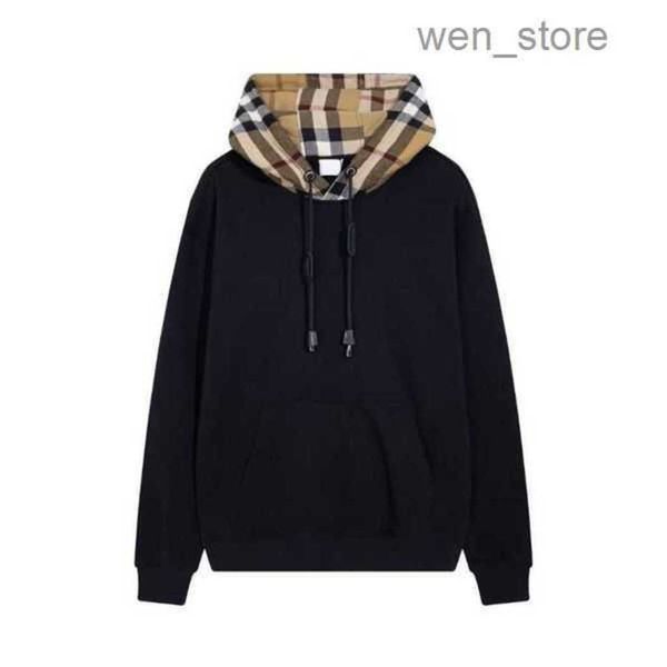 

designer burbrerys mens hooded correct version of autumn and winter lattice hoodie loose long sleeved sweater for men trend 1 9yab, Black