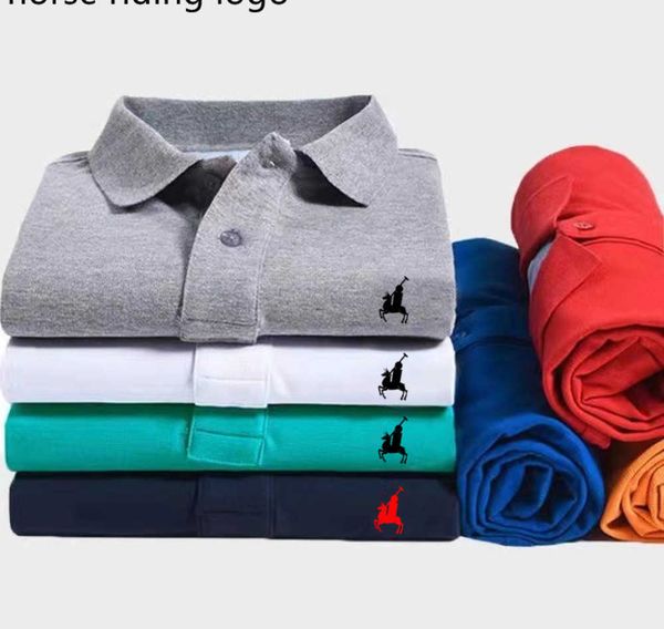 

summer 23men luxury brand business lapel polo shirt casual short sleeve embroidered slim fit t-shirt s-6xl male tee horse riding designer, White;black