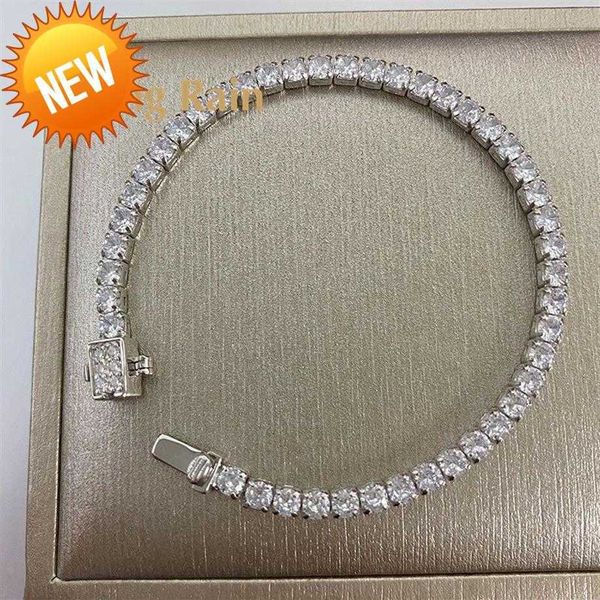 

wong rain 100% 925 sterling silver 3 mm created moissanite gemstone bangle charm wedding bracelet fine jewelry whole cx200239u, Black