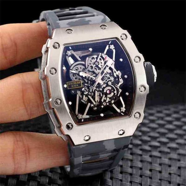 

luxury watch richa milles mechanical watch watches designer luxury mens mechanics watch men blue grey camouflage rubber silver sapphire mqq6, Slivery;black