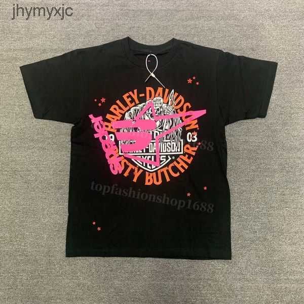 

23ss men t shirt pink young thug sp5der 555555 mans women 1 quality foaming printing spider web pattern tshirt fashion tees 1 9fjq, White;black