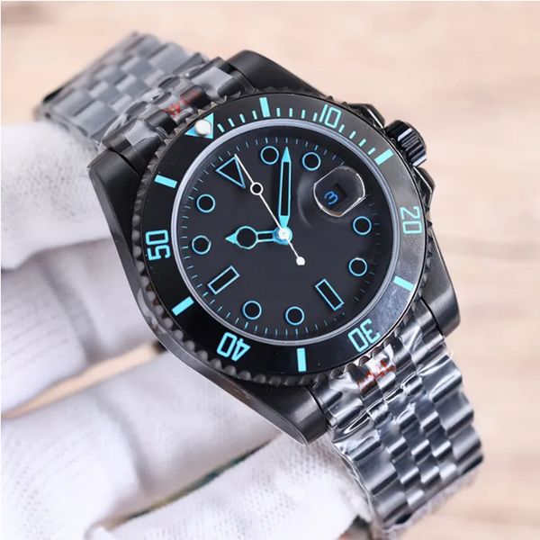 

casual business watches 40mm black dial fashion mens watch stainless steel strap automatic movement mechanical wristwatches orologi di lusso, Slivery;brown