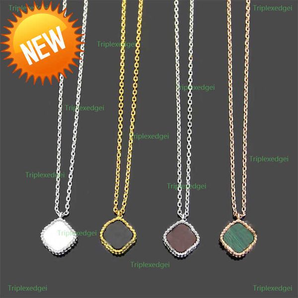 

2023 classic pendant necklace brand luxury natural turquoise four leaf clover necklace fashion designer women's necklace jewelry gift, Silver