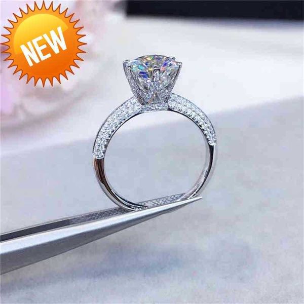 

1ct 3ct 5ct quality cut d color high clarity moissanite diamond birthday party ring for women luxury 18k gold jewelry gift, Slivery;golden