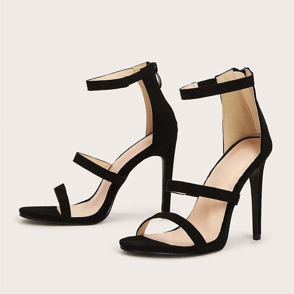 

summer sandals shoes women stiletto ankle strap high heels sandals profession lady pumps women wedding party shoes wsh4423, Black