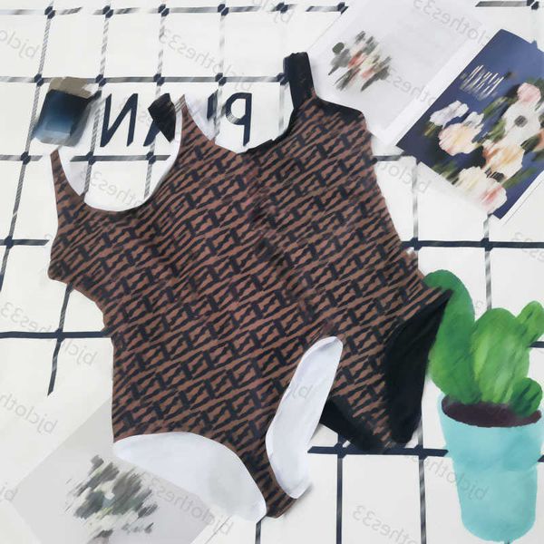 

designer bikini swimsuit womens swimwear color bump bag edge jacquard sleeveless onepiece girl swimwears chest pad design tight version summ, Black