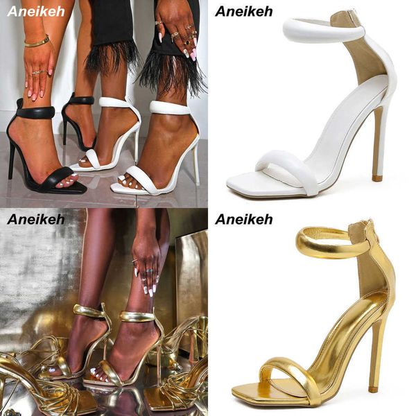 

sandals pu summer shallow concise ankle-wrap zipper shoes for women sandals pumps new rome fashion open party dress solid 230316, Black