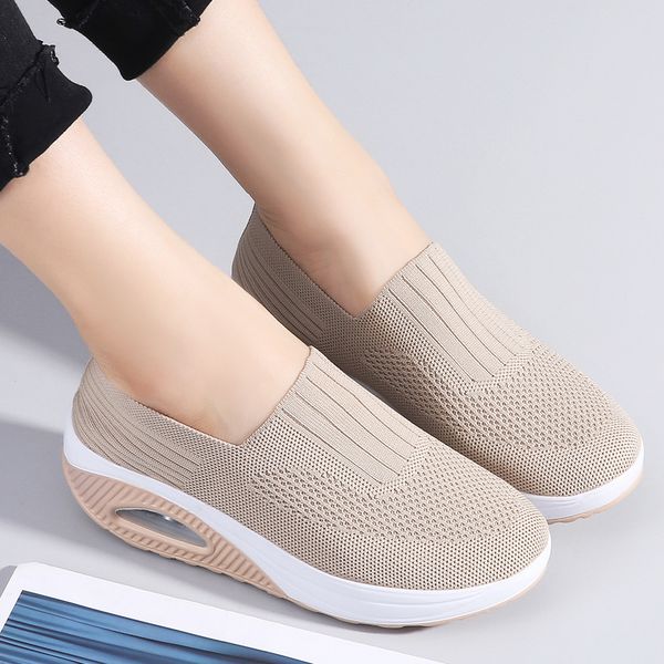 

women fashion shoes flats laides breathable loafers casual sports shoes walking yoga shoes sneakers zapatos de mujer, Black