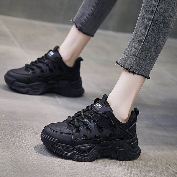 

womens shoes spring tennis female sneakers fashion platform running shoes vulcanized casual basketball girl footwear, Black