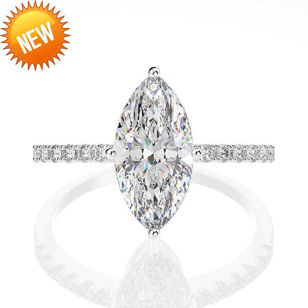 

luxury jewelry real 925 sterling silver marquise cut large moissanite diamonds gemstone wedding engagement fine jewelry rings gift wholesale, Slivery;golden