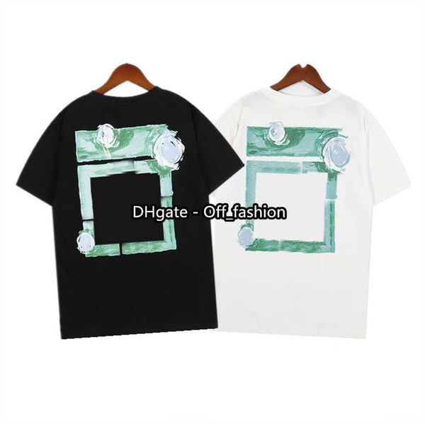 

luxury offs summer mens t shirt religious oil paint women brand t-shirts back arrow x tshirt hip hop loose tees t-shirt short sleeve couple, White;black
