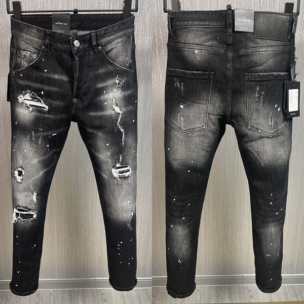 

new men jeans hole light blue dark gray italy brand man long pants trousers streetwear denim skinny slim straight biker jean for d2 28-38 si