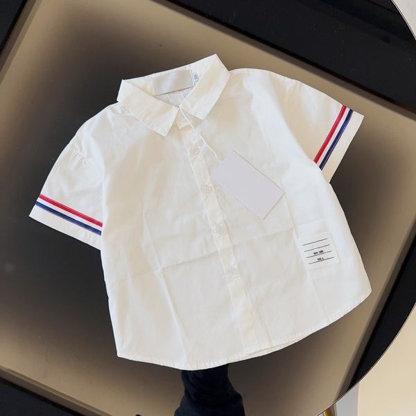 

baby t shirt kid designer clothe short sleeve summer lapel white shirt fashion formal attire red blue stripe design