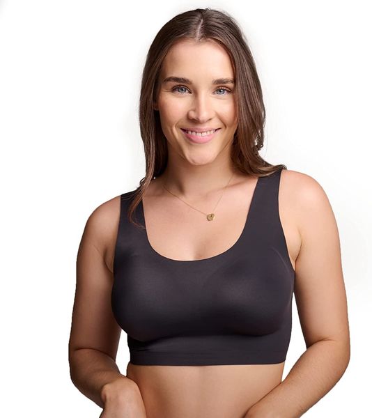 

floatley to the t-shirt scoop neck bra for women silky comfort wireseamless grip band pullover bra with removable pads, Red;black