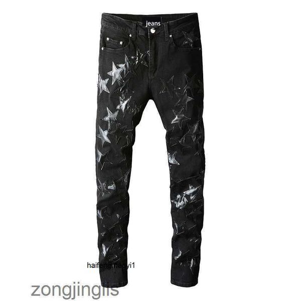 

fashion 691 amirs five-point jeans designer high street men's brand black jeans star pants jeean men's youth personality stretch s, Blue