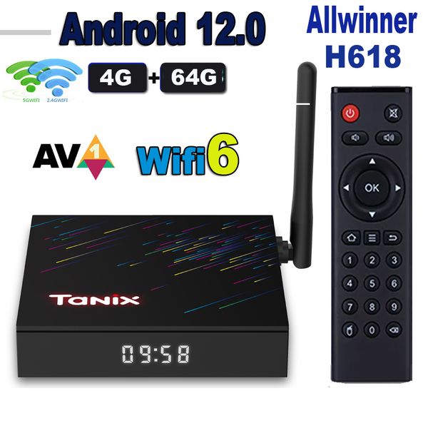 

10pcs tanix tx68 android 12 tv box 4gb 64gb 32gb 2gb16gb alllwinner h618 2.4g 5g wifi6 bt5 6k set stream media player