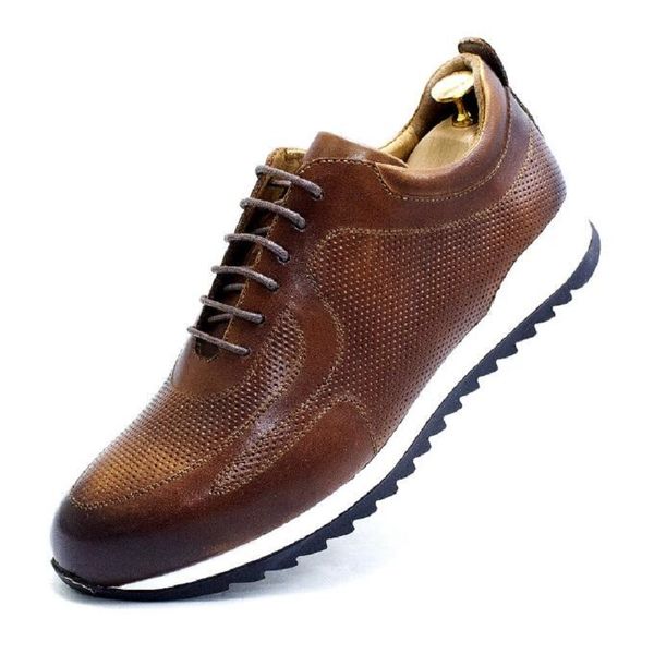 

men's four season sports shoes genuine leather pattern lace-up comfortable classic breathable outdoor trainers flat casual shoes for me, Black