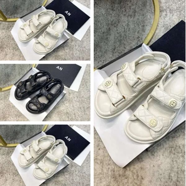 

delivery velcros women sandals 2023 designer casual slippers new outer wear printed c buckle flat sandals indoor and outdoor shoes tld, Black