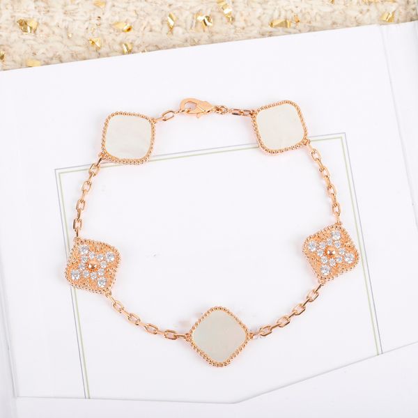 

woman charm bracelets four leaf clover designer van fashion luxury jewelry women chain bracelet jky, Golden;silver