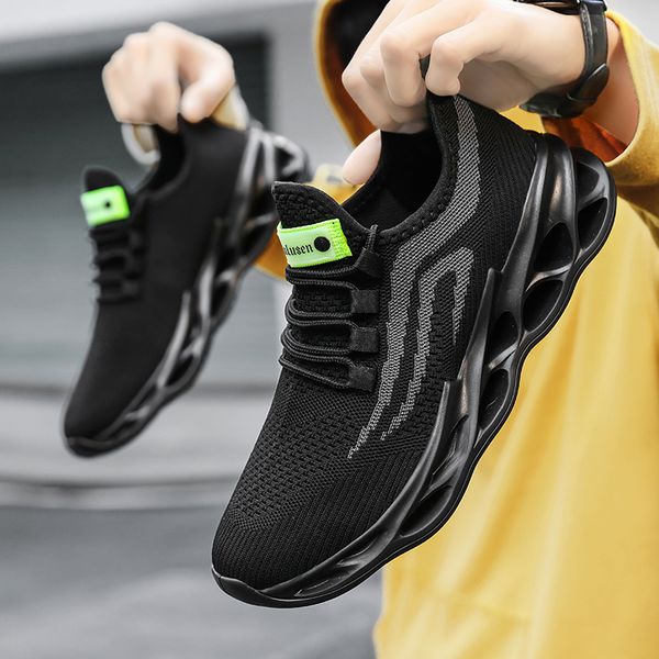 

fashion men sneakers breathable female casual shoes men women mesh shoes fluorescent green running shoes woman, Black