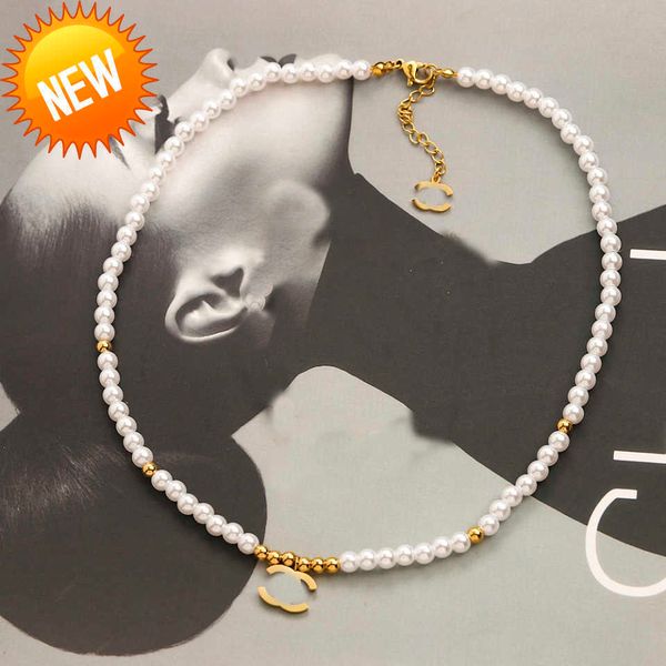 

18k gold plated pearl necklaces choker letter pendant statement fashion womens necklace wedding jewelry accessories supplies, Silver