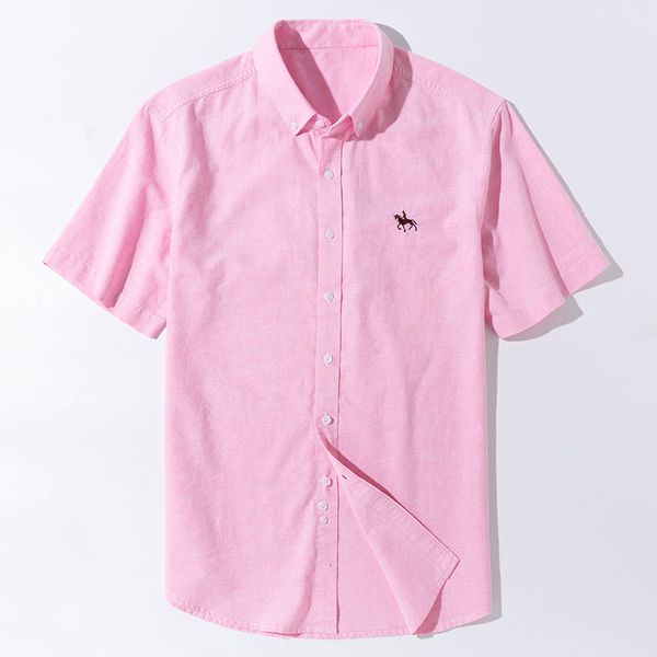 

men's casual shirts summer short sleeve turndown collar regular fit oxford fabric 100 cotton excellent comfortable business men 230428, White;black